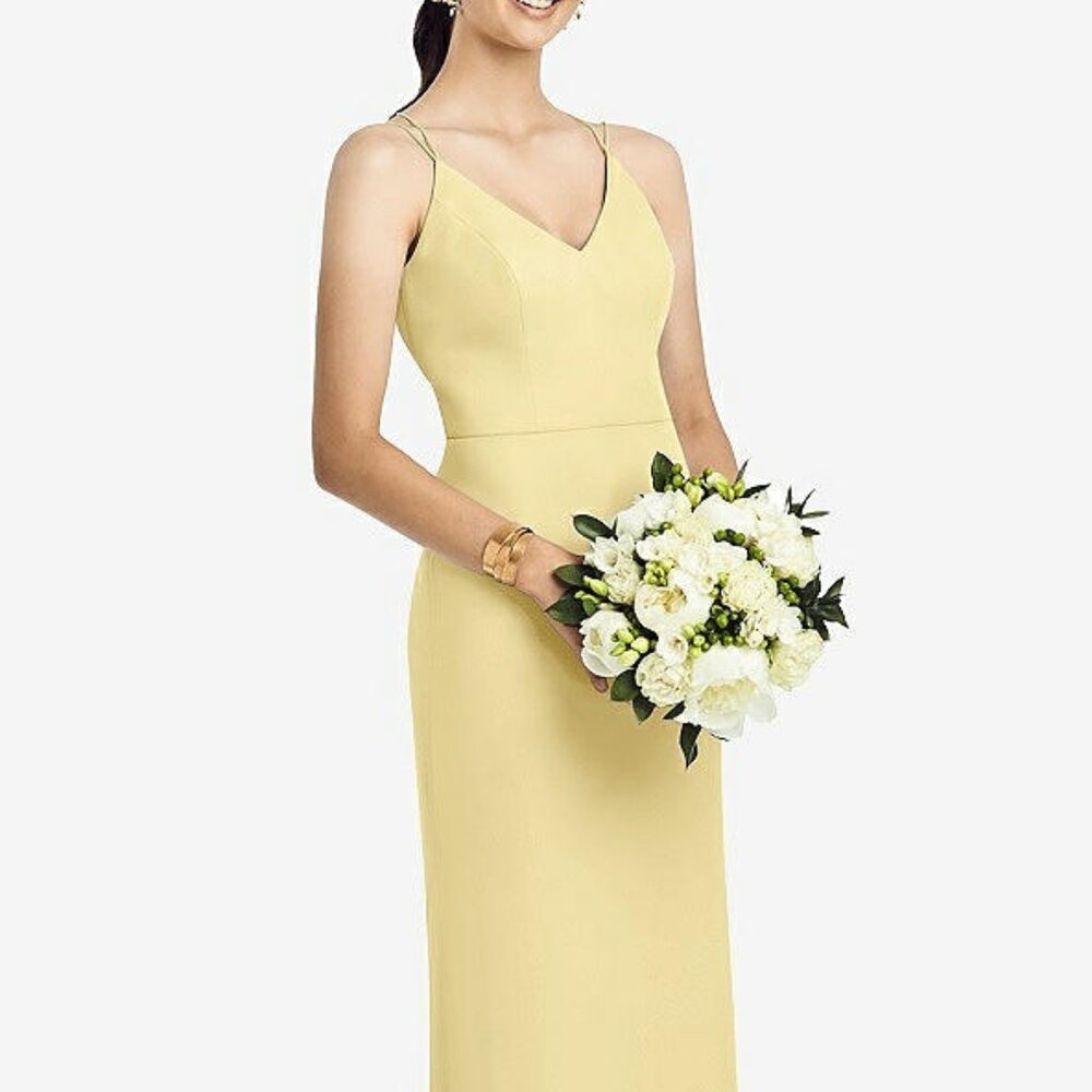 After Six 1527...Draped Blouson Back Chiffon Maxi Dress....Pale Yellow...Sz 2